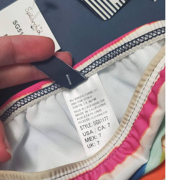 Splendid Water Color Horizon Bralette & Hipster Bikini Swim Set SG51177 Girl 7 - Picture 9 of 11